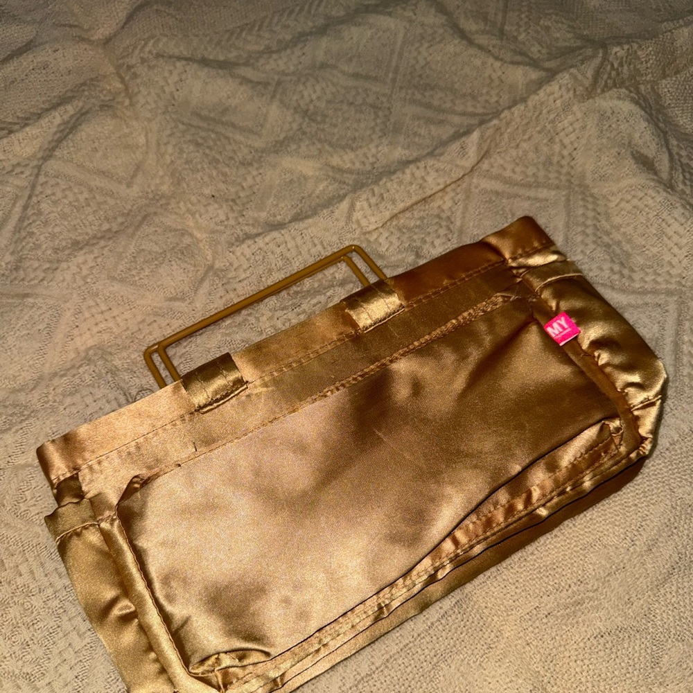 Y2K gold satin cosmetic With Handle.